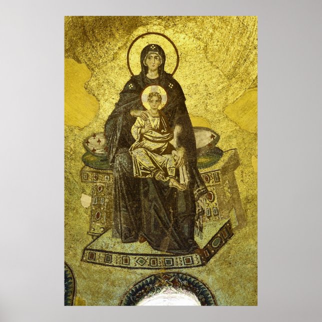 Virgin och barnmosaik från Hagia Sophia Poster (Framsidan)