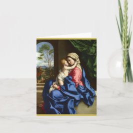 Virgin och Child Embracing by Sassoferrato Hol Helgkort