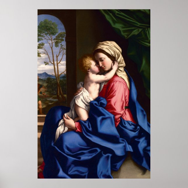 Virgin och Child Embracing by Sassoferrato Poster (Framsidan)