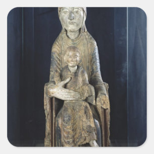 Virgin och Child in Majestd, från Forez Fyrkantigt Klistermärke