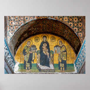 Virgin och Child Kristus mosaik Poster