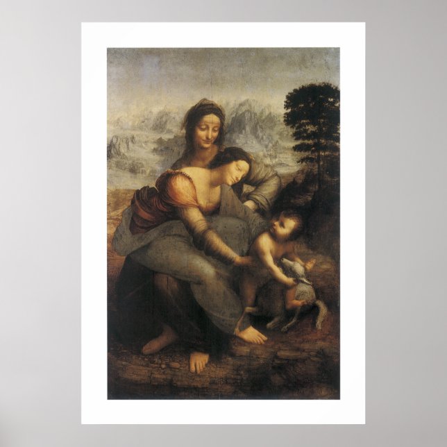 Virgin och Child med Saint Anne Poster (Framsidan)