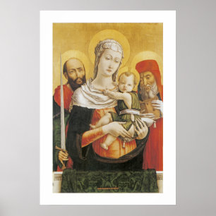 Virgin och Child med Saints Paul och Jerome Poster