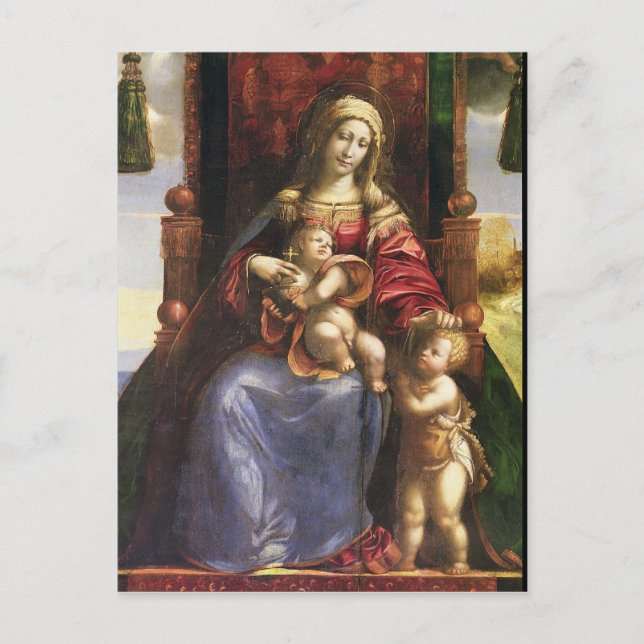 Virgin och Child med spädbarnet Johannes. Vykort (Framsida)