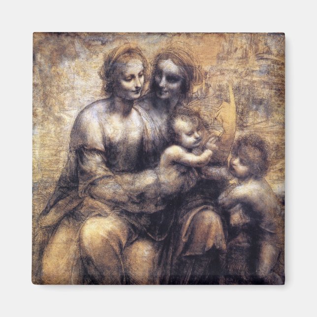 Virgin och Child med St. Anne-sketch Magnet (Framsidan)