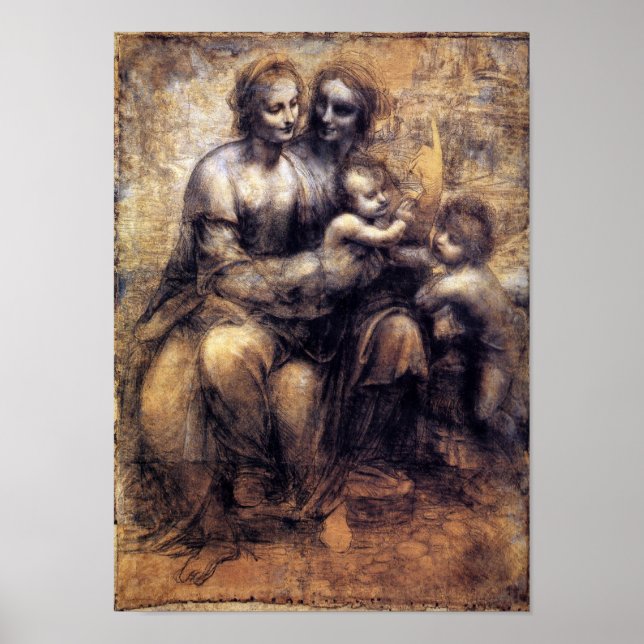 Virgin och Child med St. Anne-sketch Poster (Framsidan)