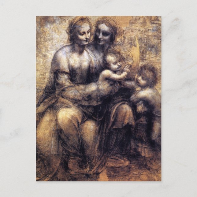 Virgin och Child med St. Anne-sketch Vykort (Framsida)