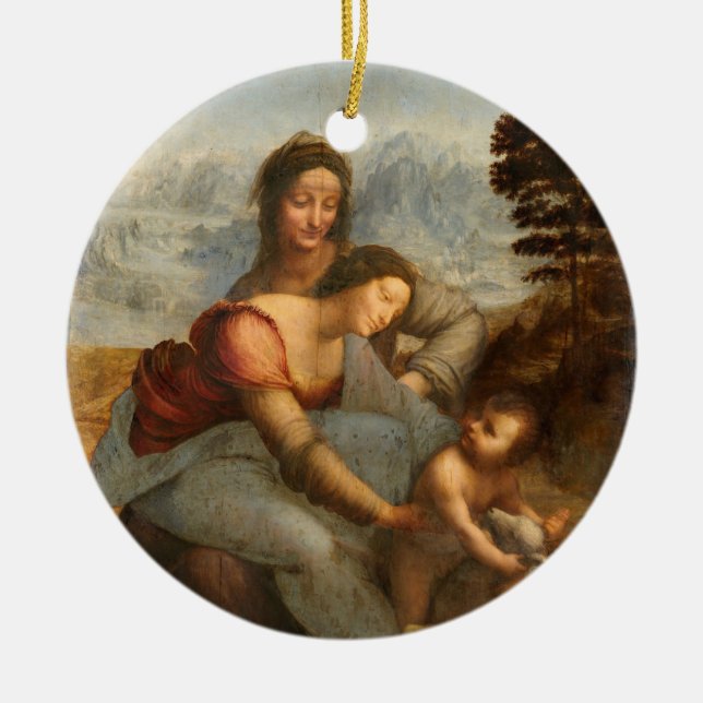 Virgin och Child Saint Anne Leonardo da Vinci Julgransprydnad Keramik (Framsidan)