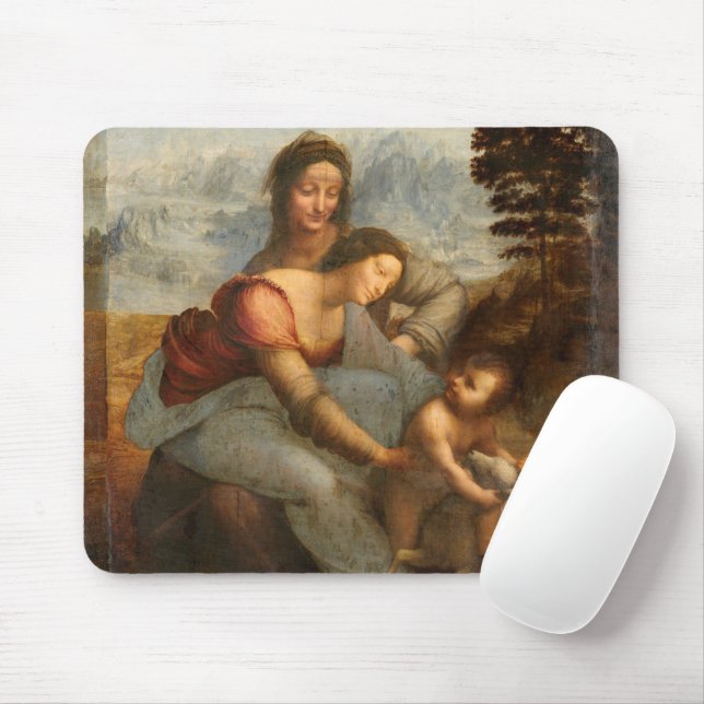 Virgin och Child Saint Anne Leonardo da Vinci Musmatta (Med mus)
