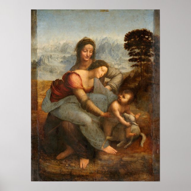Virgin och Child Saint Anne Leonardo da Vinci Poster (Framsidan)