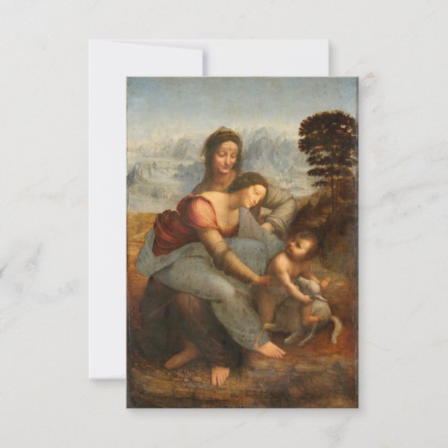 Virgin och Child Saint Anne Leonardo da Vinci Tack Kort (Framsida)
