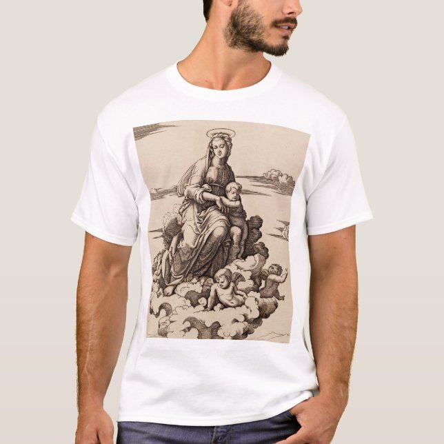 Virgin och underordnad i molnen t shirt (Framsida)