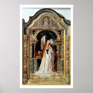 Virgin och underordnad med tre Änglar, central pan Poster