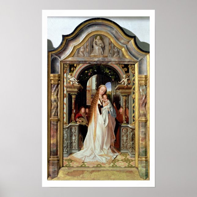 Virgin och underordnad med tre Änglar, central pan Poster (Framsidan)