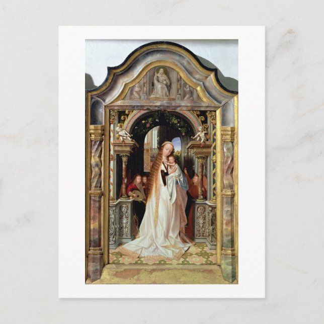 Virgin och underordnad med tre Änglar, central pan Vykort (Framsida)