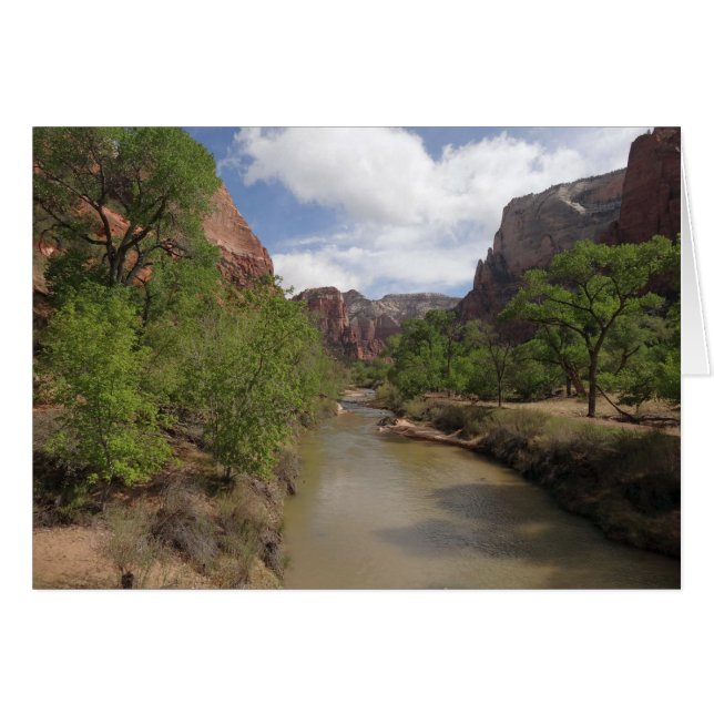 Virgin River i Vår vid Zion nationalpark Hälsningskort (Framsidan Horizontal)