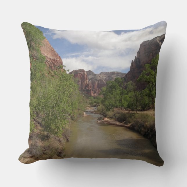 Virgin River i Vår vid Zion nationalpark Kudde (Framsida)