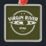 Virgin River Utah Kayaking Julgransprydnad Metall<br><div class="desc">Virgin-floden är en biflod av Colorado-floden i stater i USA,  Utah,  Nevada och Arizona. Floden är cirka 162 sjömil lång. Den utsågs till Utahs första vild- och kuperingsflod 2009,  under det hundraåriga firande i Zions nationalpark.</div>