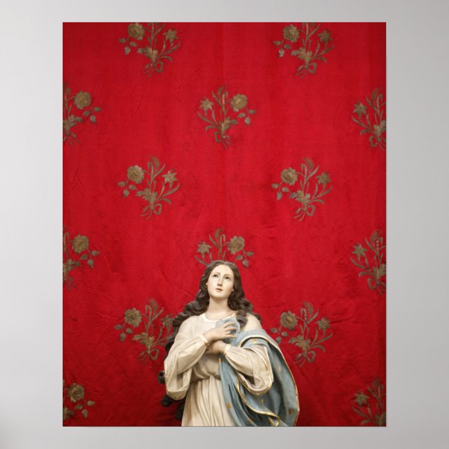 Virgin statue i en Spaccanapoli-kyrka, Neapel Poster (Framsidan)
