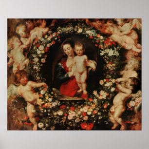Virgin with a Garland of Flowers, 1618-20 Poster