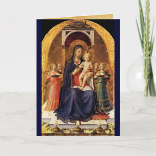 VIRGIN WITH CHILD AND ÄNGLAR, Blue Sapphire Helgkort