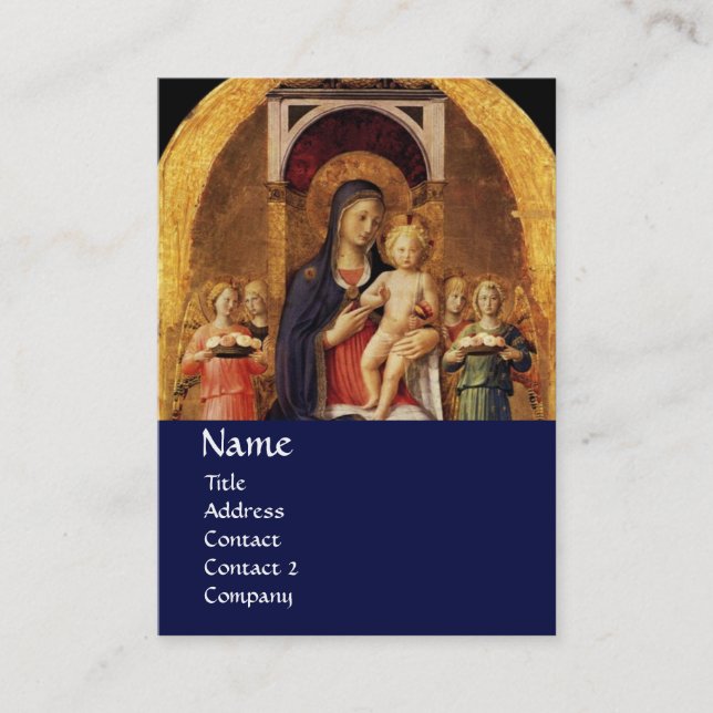 VIRGIN WITH CHILD AND ÄNGLAR ,blue Visitkort (Framsida)