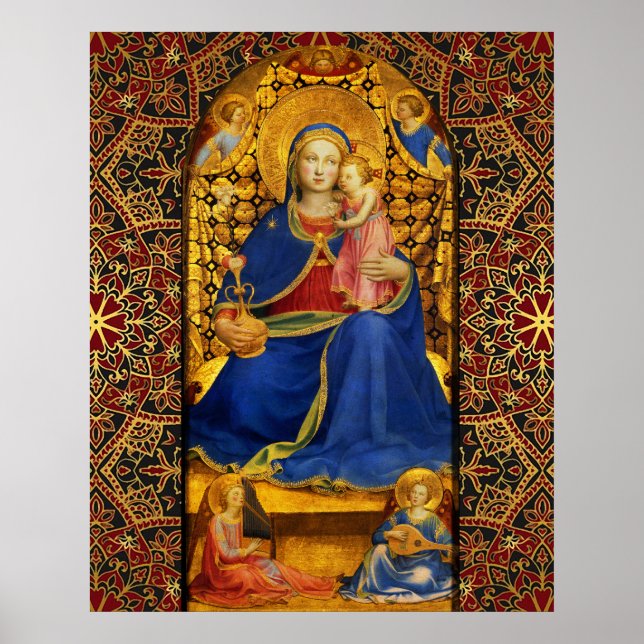 VIRGIN WITH CHILD AND ÄNGLAR by Fra Angelico Poster (Framsidan)