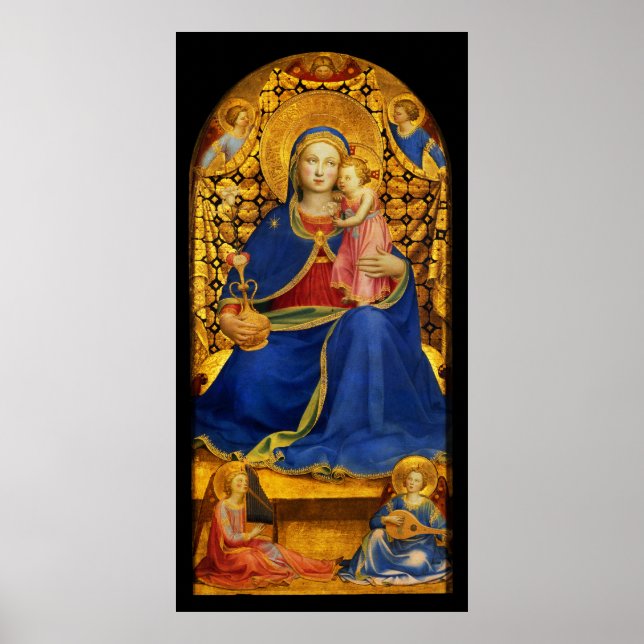 VIRGIN WITH CHILD AND ÄNGLAR by Fra Angelico Poster (Framsidan)