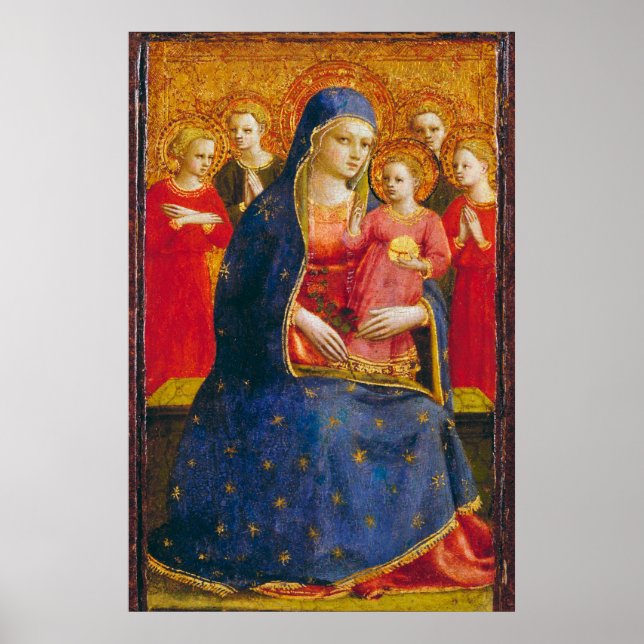 VIRGIN WITH CHILD AND ÄNGLAR Fra Angelico Poster (Framsidan)