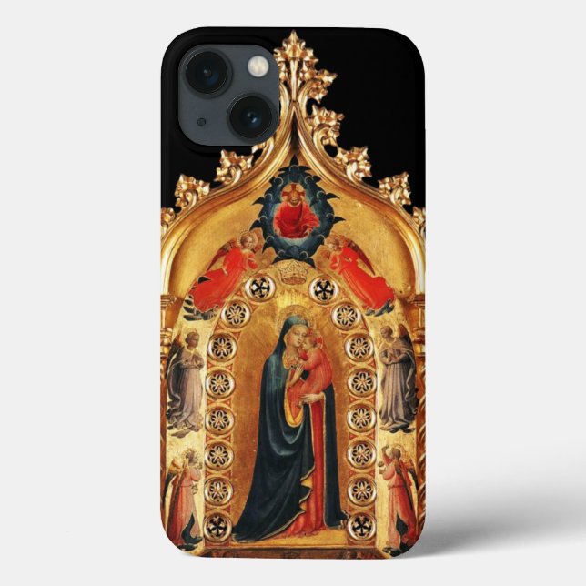 VIRGIN WITH CHILD AND ÄNGLAR GULD HELIG ART ICON (Baksida)