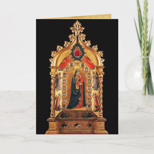 VIRGIN WITH CHILD AND ÄNGLAR GULD HELIG ART ICON HELGKORT
