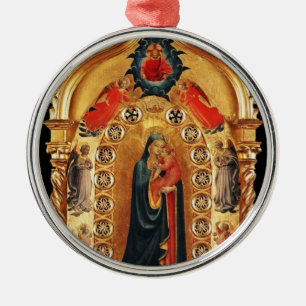 VIRGIN WITH CHILD AND ÄNGLAR GULD HELIG ART ICON JULGRANSPRYDNAD METALL