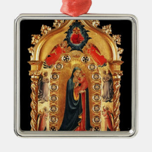 VIRGIN WITH CHILD AND ÄNGLAR GULD HELIG ART ICON JULGRANSPRYDNAD METALL