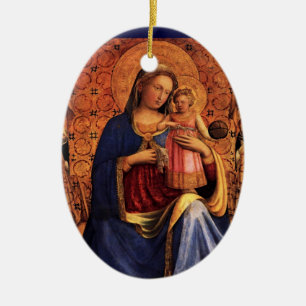 VIRGIN WITH CHILD AND SAINTS ,Blue Sapphire Gem Julgransprydnad Keramik