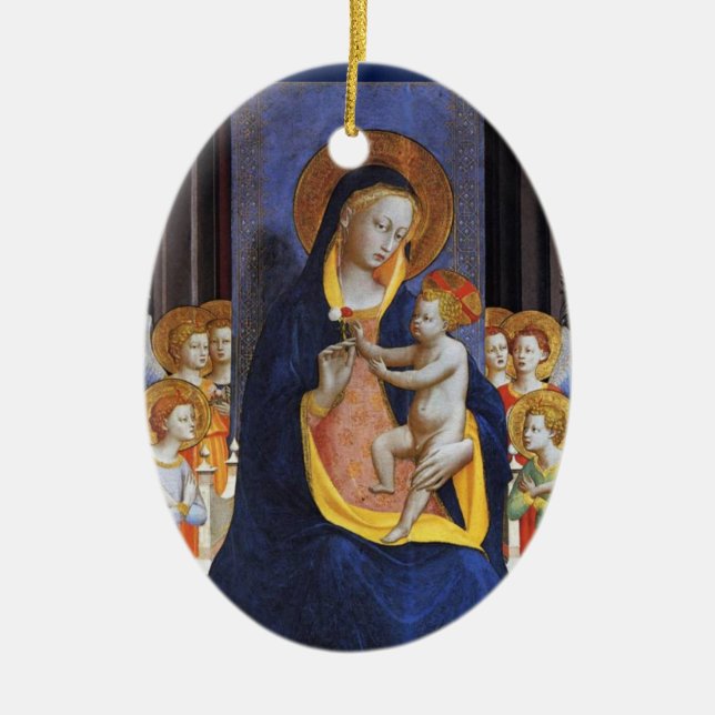 VIRGIN WITH CHILD AND SAINTS ,Blue Sapphire Julgransprydnad Keramik (Framsidan)