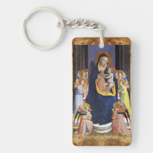 VIRGIN WITH CHILD, ÄNGLAR AND SAINS ,blue black