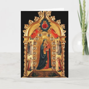 VIRGIN WITH CHILD,ÄNGLAR GULD HELIG ART Blue Gem Helgkort