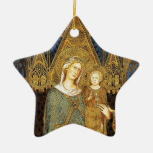 VIRGIN WITH CHILD ,Blue Sapphire Julgransprydnad Keramik