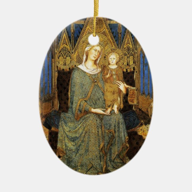 VIRGIN WITH CHILD ,Blue Sapphire Julgransprydnad Keramik (Framsidan)