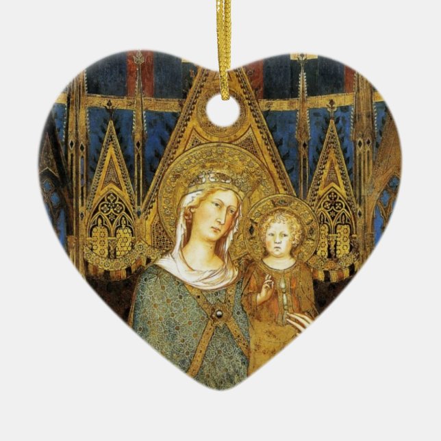VIRGIN WITH CHILD ,Blue Sapphire Julgransprydnad Keramik (Framsidan)