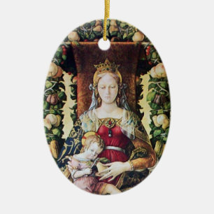 VIRGIN WITH CHILD, Parchement Julgransprydnad Keramik