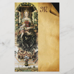 VIRGIN WITH CHILD Parchment Monogram Brevpapper