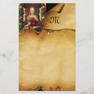 VIRGIN WITH CHILD Parchment Monogram Brevpapper