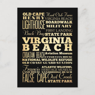 Virgina Beach City Virgina State Typography Art Vykort