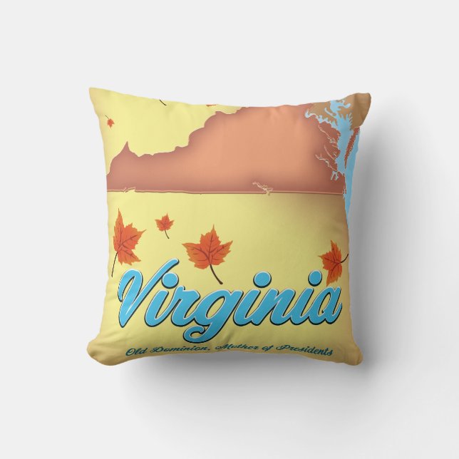 Virgina delstatens retro reserakort karta kudde (Framsida)
