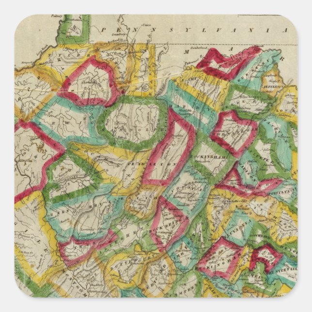 Virginia 3 fyrkantigt klistermärke (Framsida)