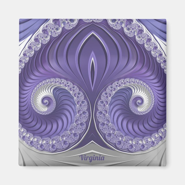 VIRGINIA ~ Abstrakt Mönster ~ Lila Grått White ~ Magnet (Framsidan)