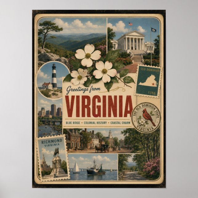 Virginia Äkta Vintage Stil Poster (Framsidan)
