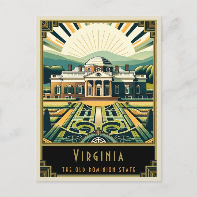 Virginia | Art Deco Vykort (Framsida)
