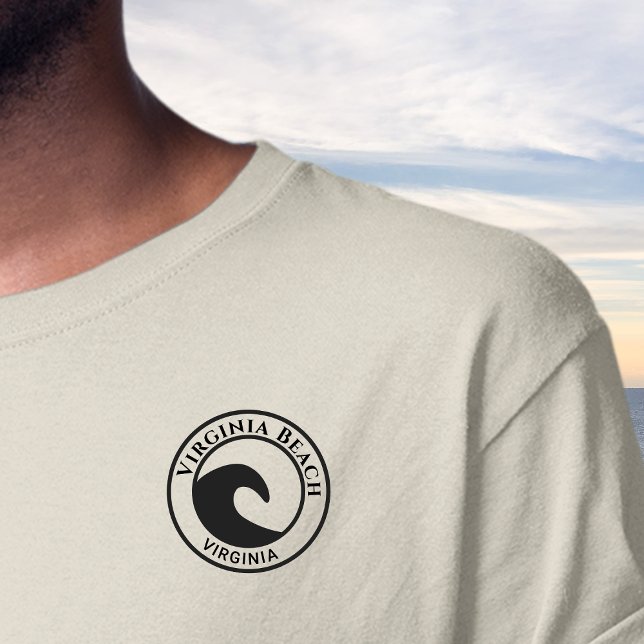 Virginia Beach Black Ocean Wave Circle Design T Shirt (Skapare uppladdad)